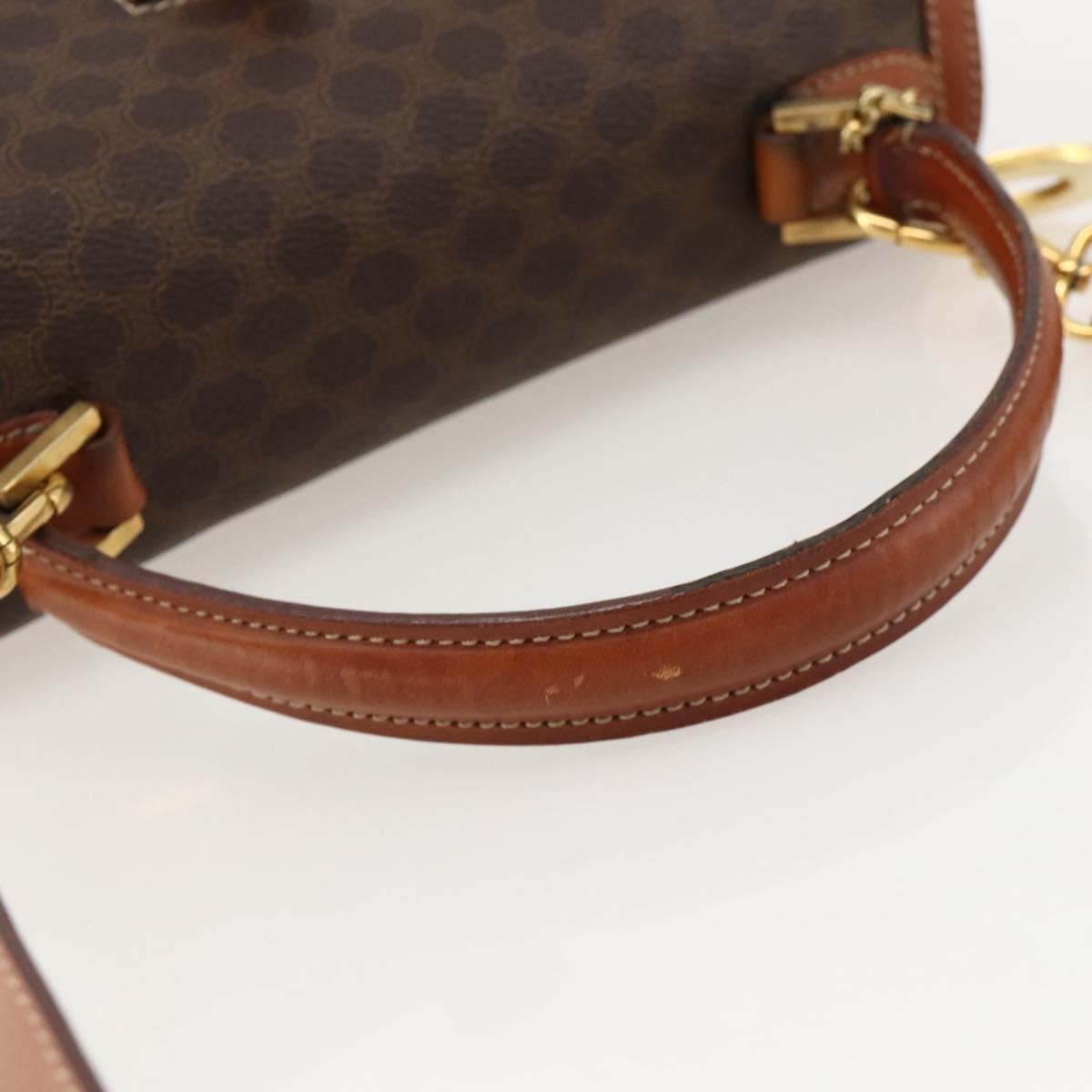 Celine Vintage Convertible Top Handle Macadam Coated Canvas, Brown, PVC, Handbag