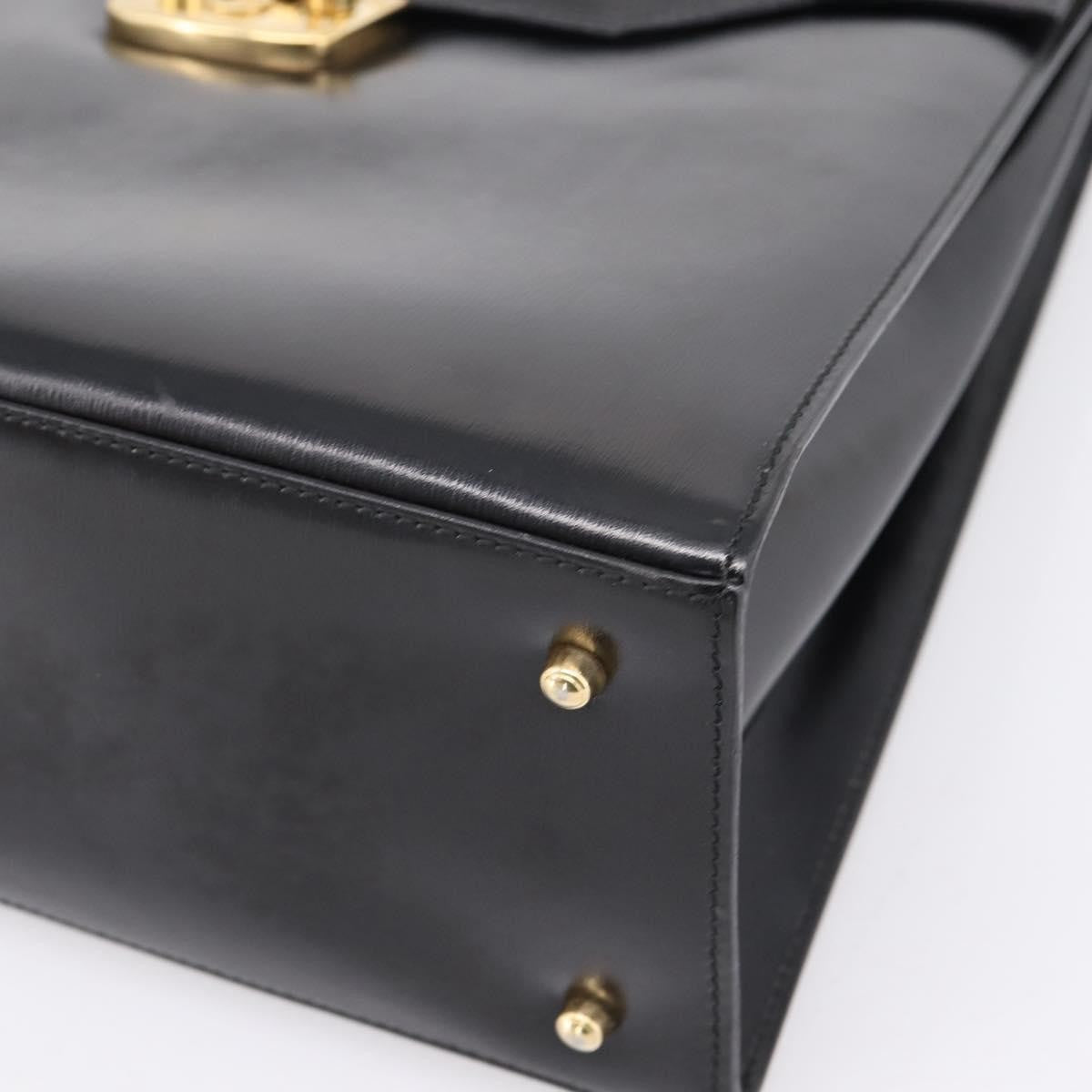 Gucci Vintage Lady Lock Top Handle Leather, Black, Leather, Handbag