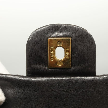 Chanel Vintage Classic Double Flap Bag Quilted Lambskin, BLACK, LEATHER, Shoulder bag