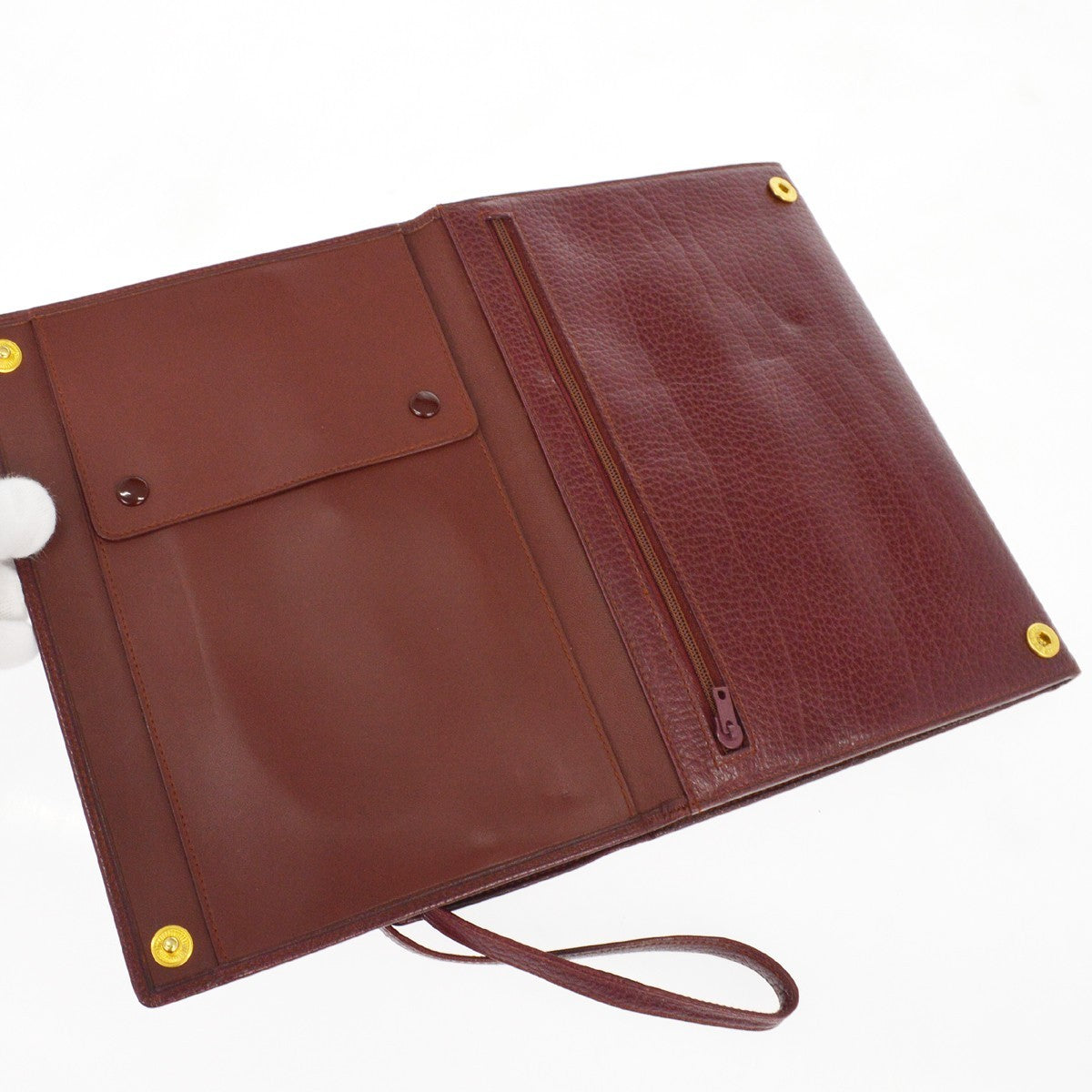Cartier Must De Cartier Leather, Burgundy, Leather, Clutch