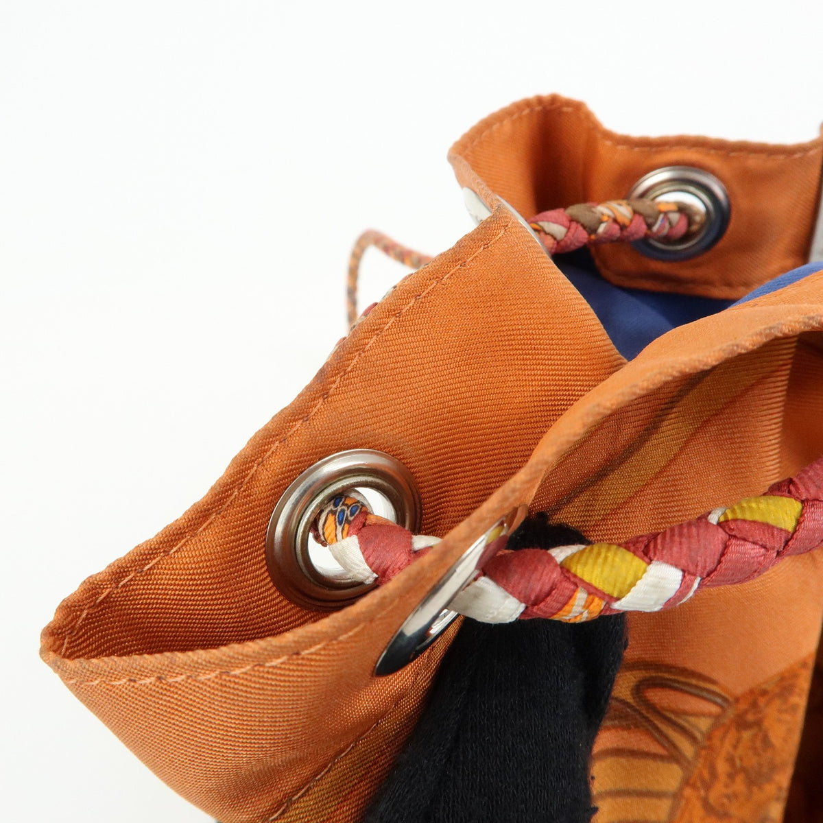 Hermes Soie Cool Printed Silk and Calfskin, Orange, Silk, Handbag