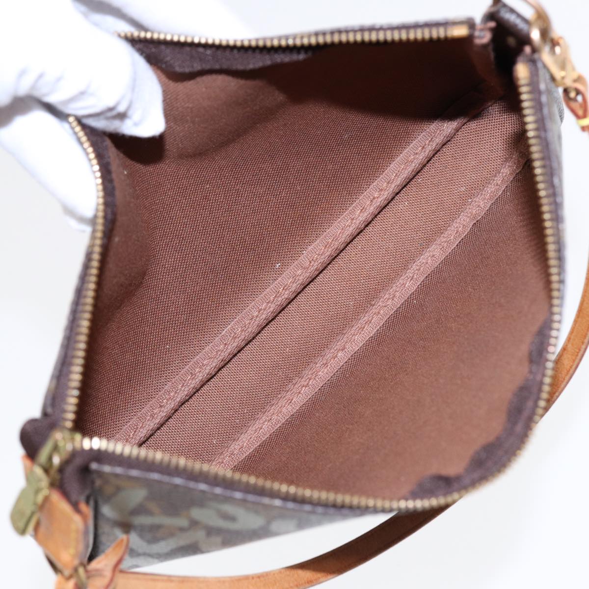 Louis Vuitton Pochette Accessoire, Brown, Canvas, clutch