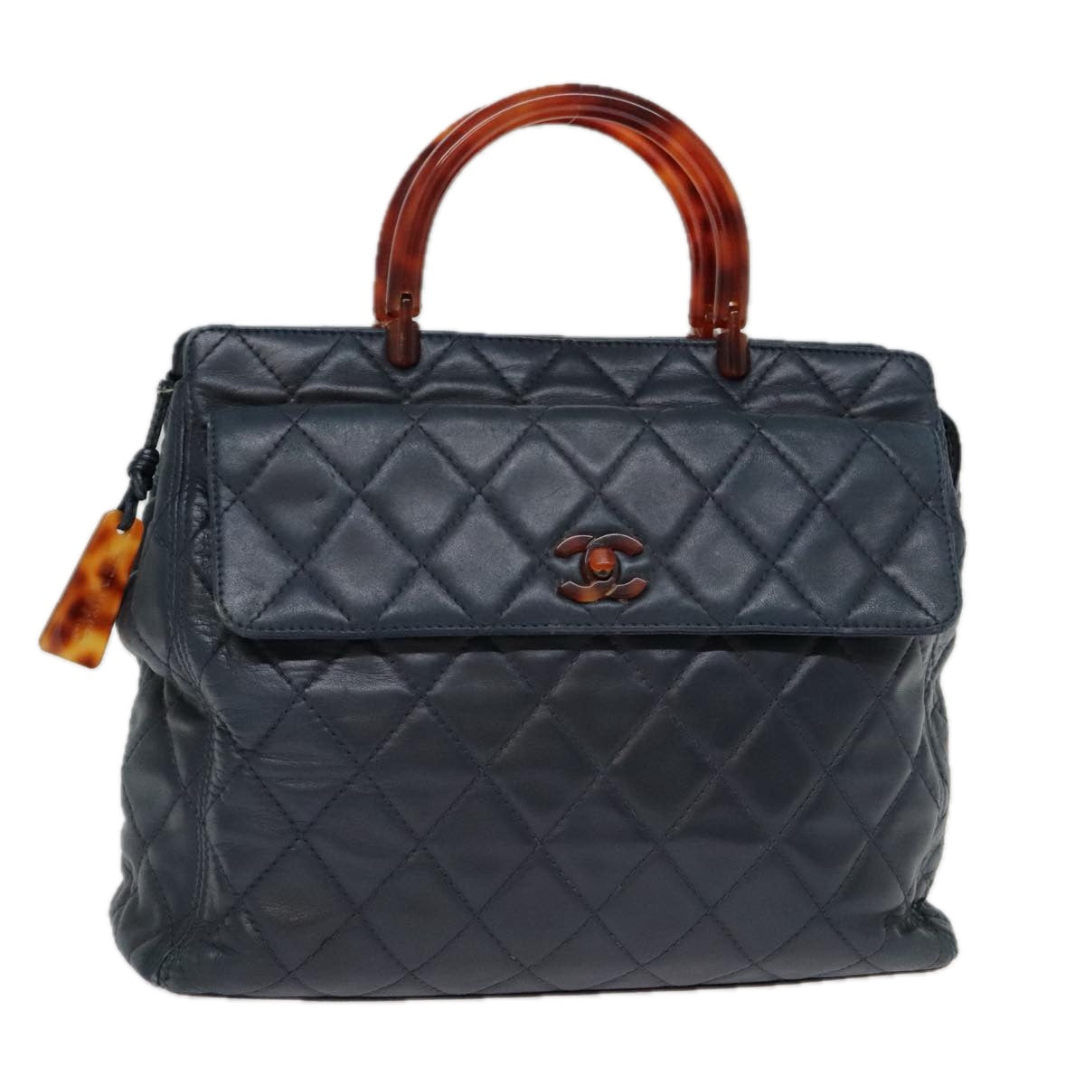 Chanel Coco Handle, Navy, Leather, handbag