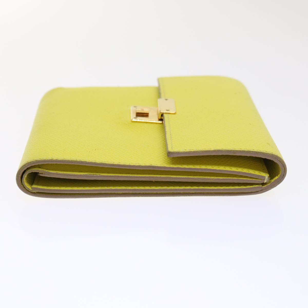 Hermès Clic 12, Yellow, Leather, wallet