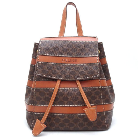 Céline Macadam, Brown, Canvas, backpack