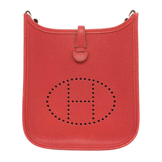 Hermès Mini Evelyne, Red, Leather, shoulder