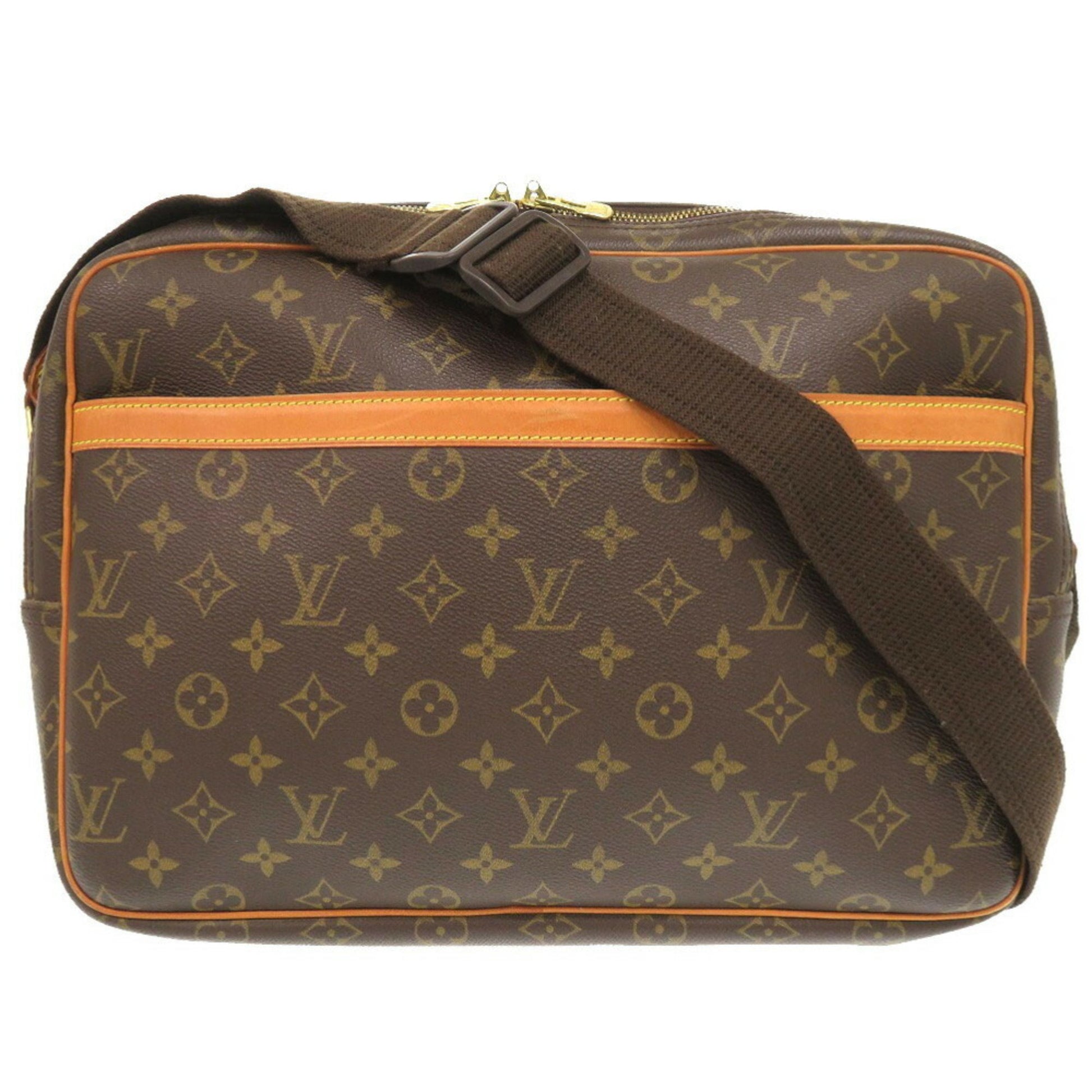 Louis Vuitton Reporter, Brown, Canvas, shoulder