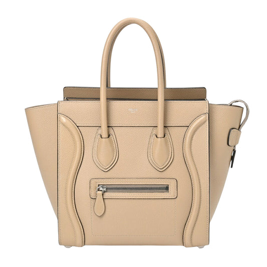 Céline Micro Luggage, Beige, Leather, tote