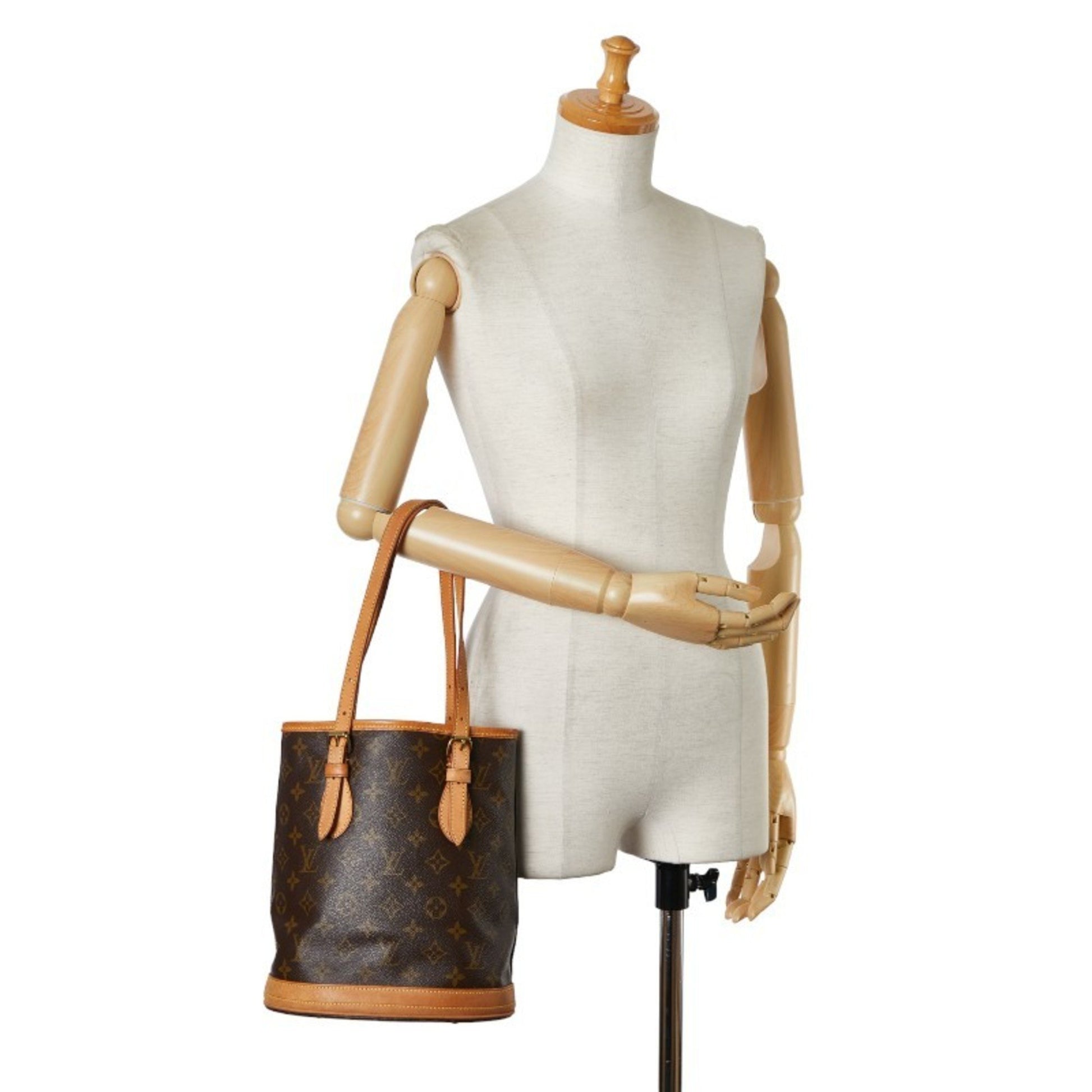 Louis Vuitton Bucket PM, Brown, Canvas, tote