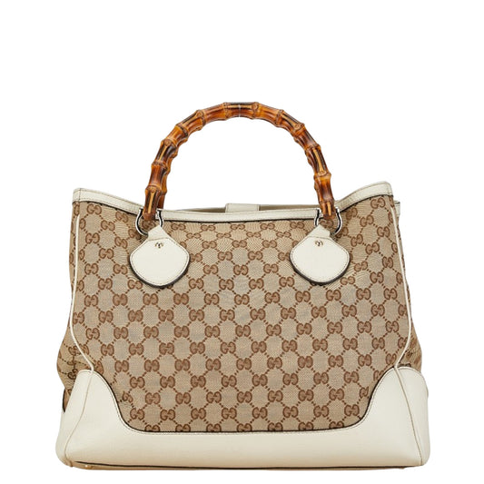 Gucci Bamboo, Brown, Canvas, handbag