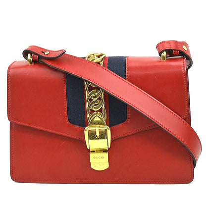 Gucci Sylvie, Red, Leather, shoulder