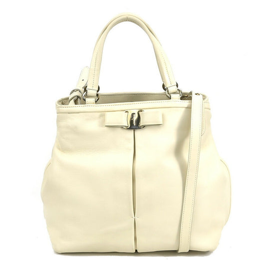Salvatore Ferragamo Vara, Ecru, Leather, handbag