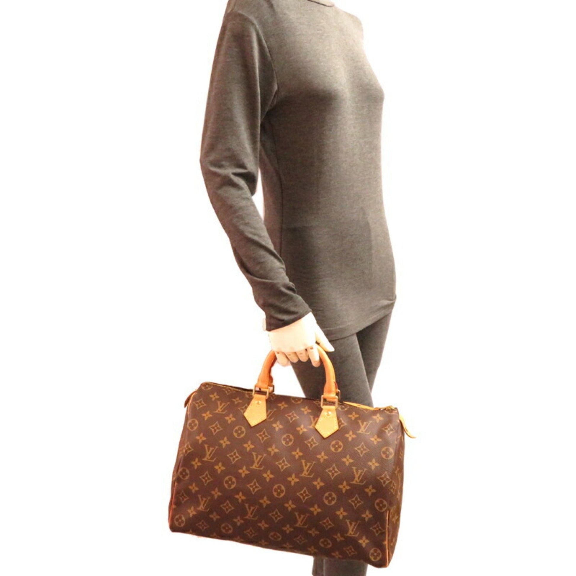 Louis Vuitton Speedy 35, Brown, Canvas, handbag