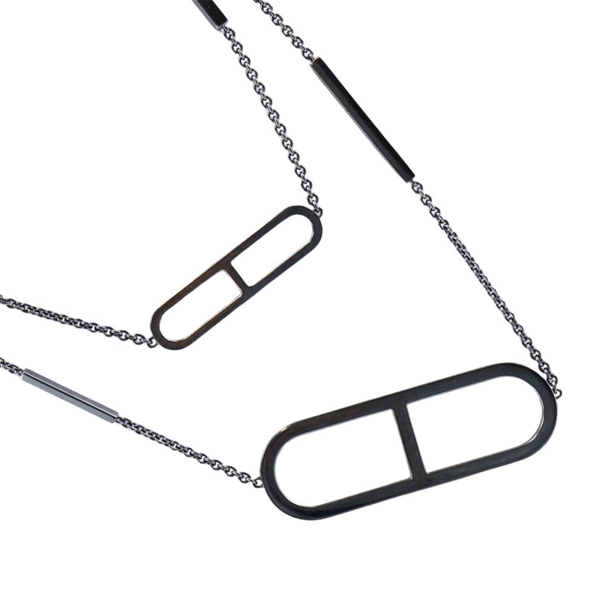 Hermès Chaine d'ancre, Black, Silver, necklace