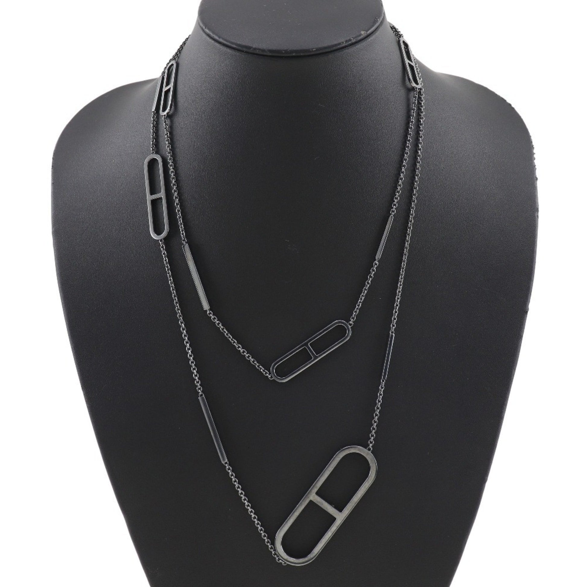 Hermès Chaine d'ancre, Black, Silver, necklace