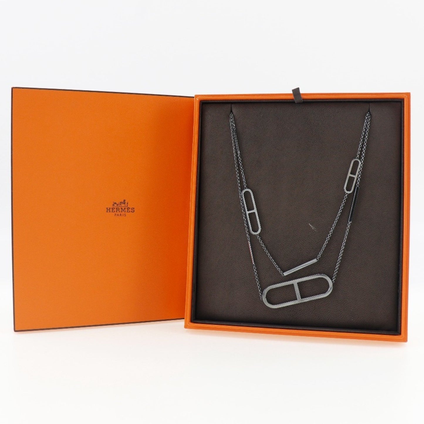 Hermès Chaine d'ancre, Black, Silver, necklace