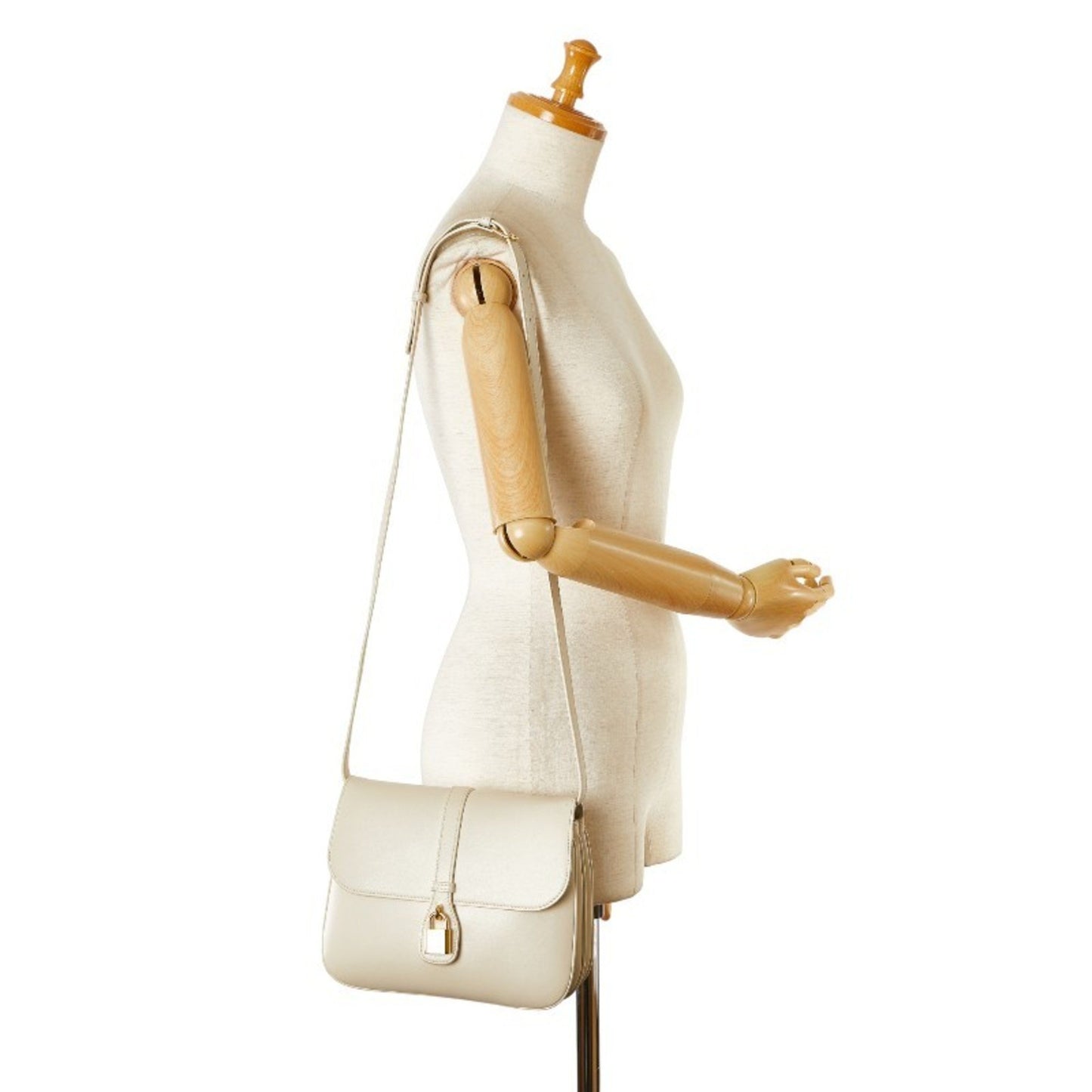 Céline Tabou, White, Leather, shoulder