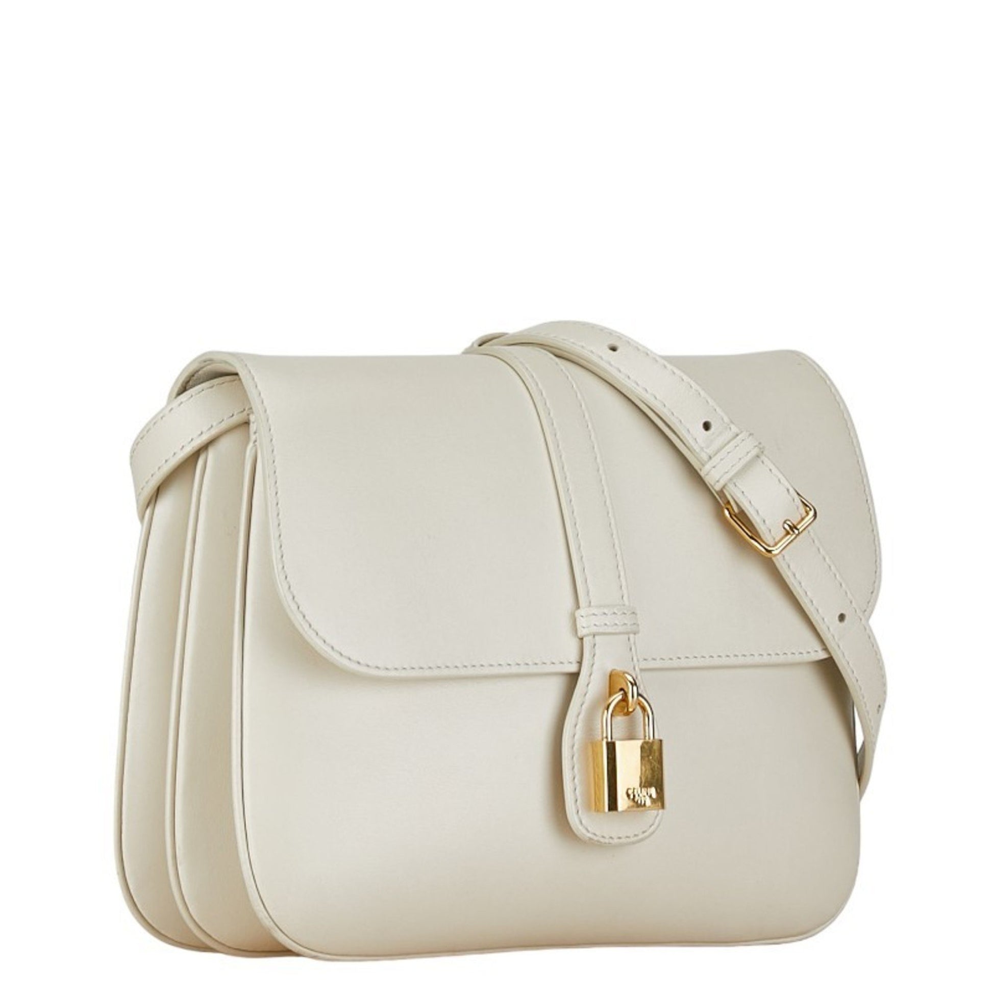 Céline Tabou, White, Leather, shoulder