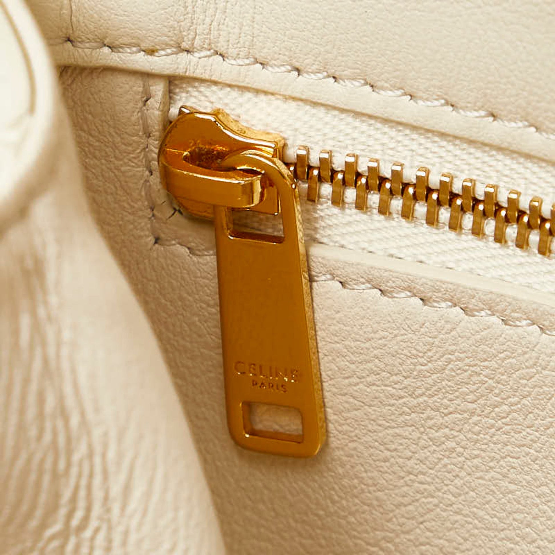 Céline Tabou, White, Leather, shoulder