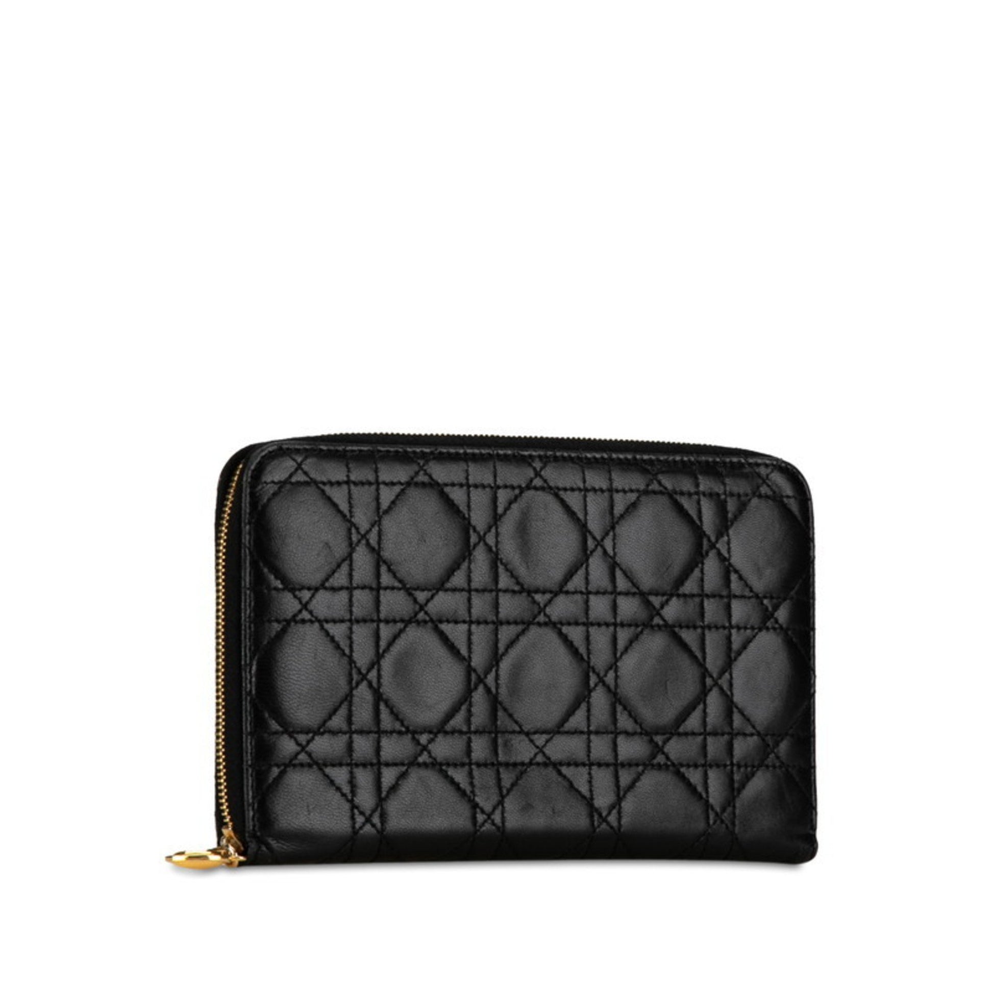 Dior Cannage/Lady, Black, Leather, wallet