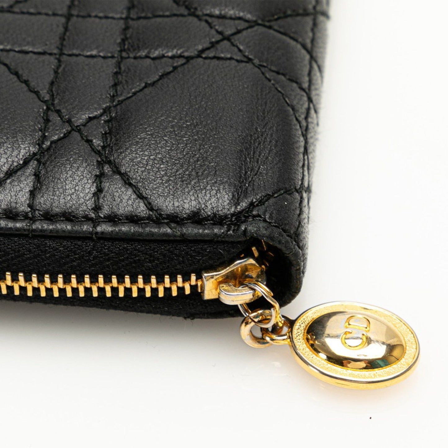 Dior Cannage/Lady, Black, Leather, wallet