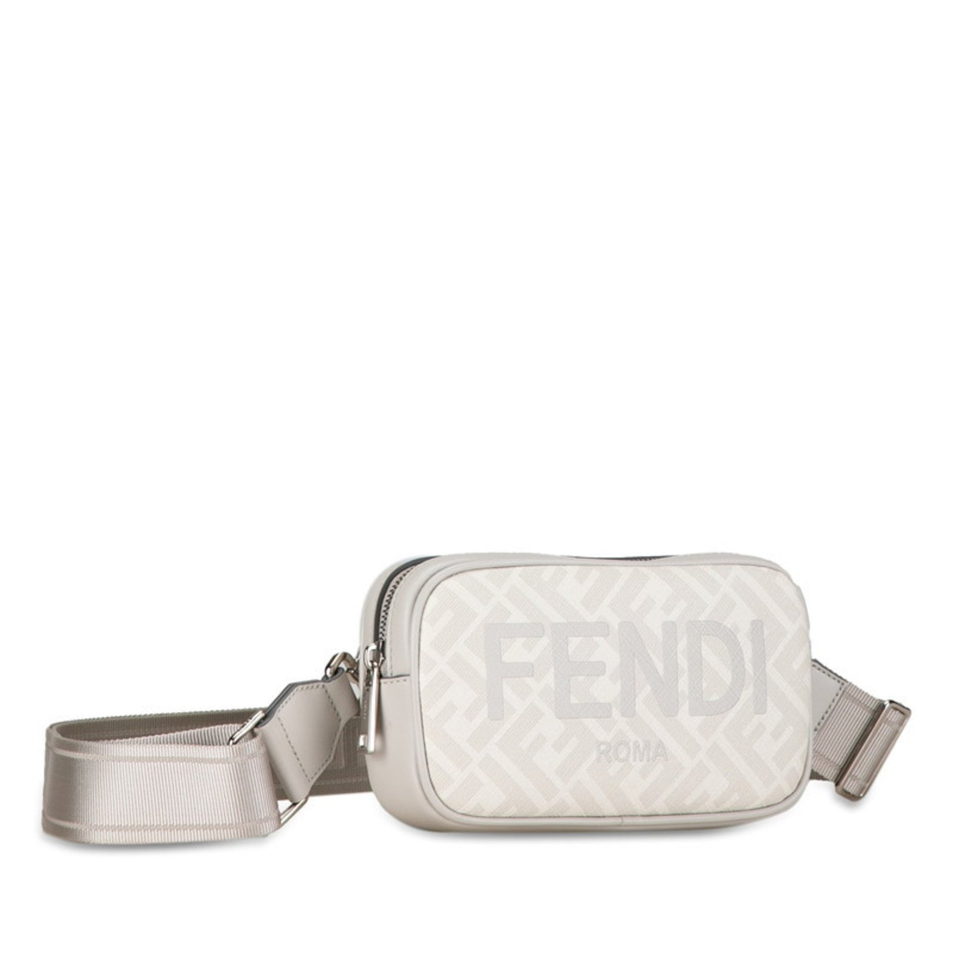 Fendi Zucca, Grey, Canvas, shoulder