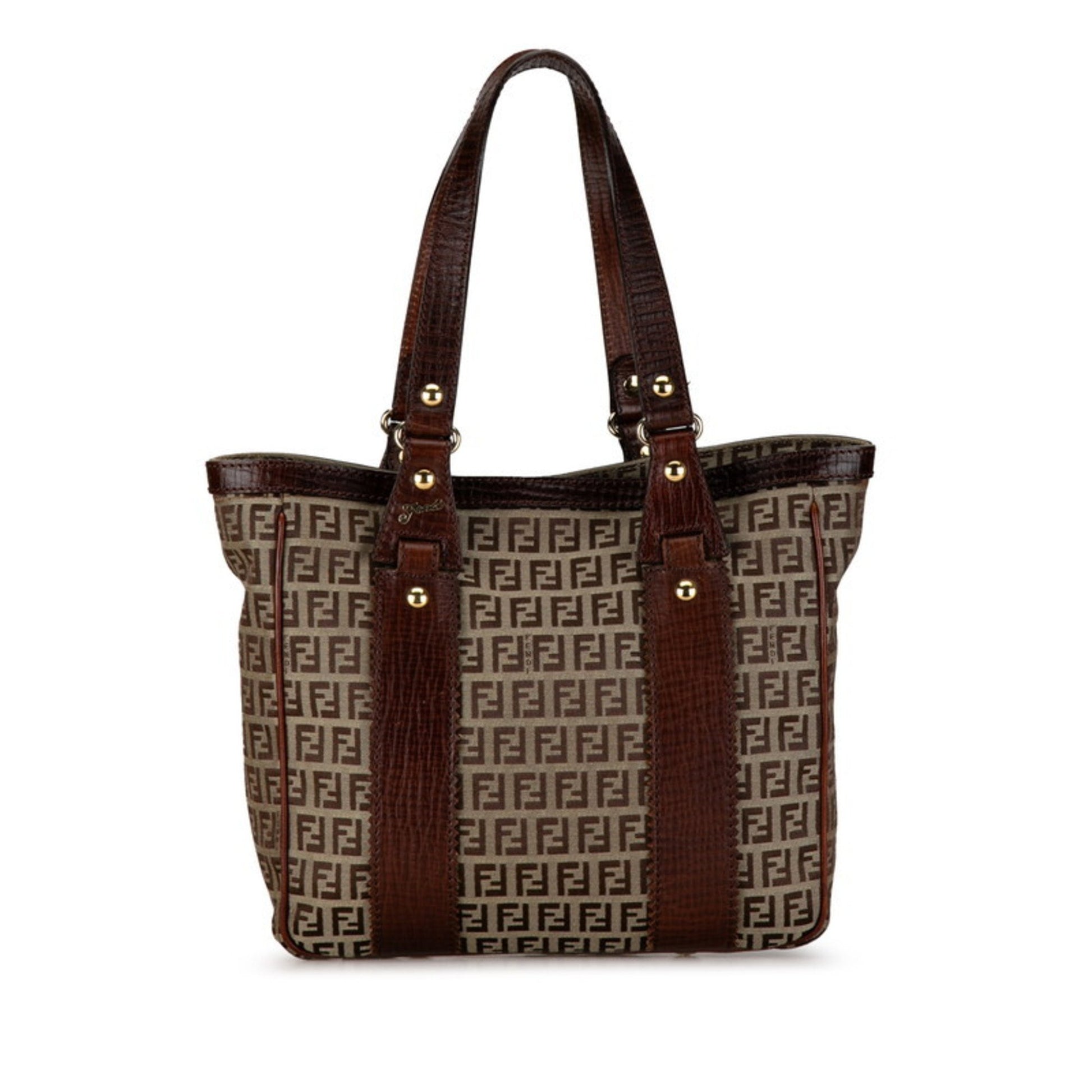 Fendi Zucca, Brown, Canvas, tote