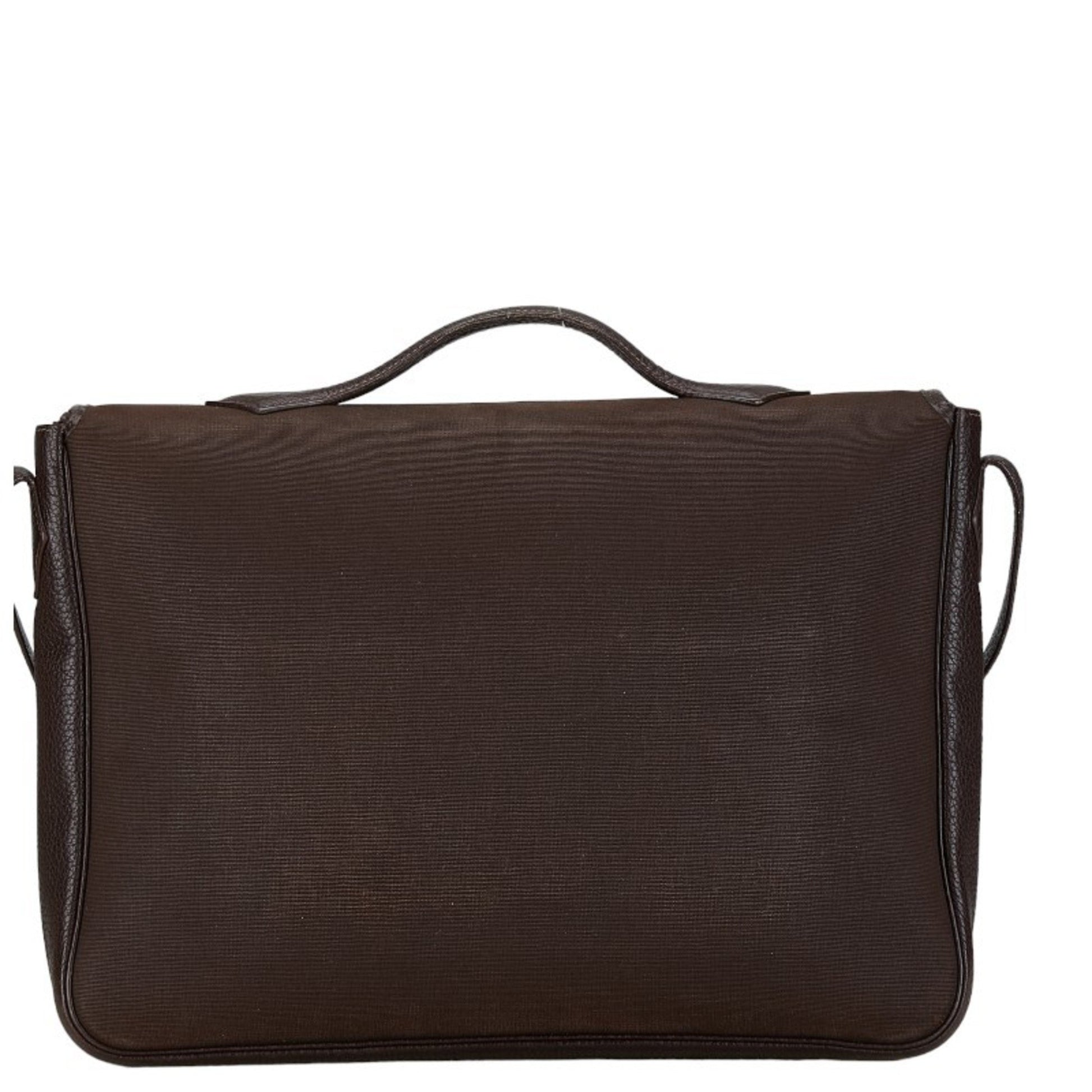 Hermès Victoria, Brown, Canvas, shoulder