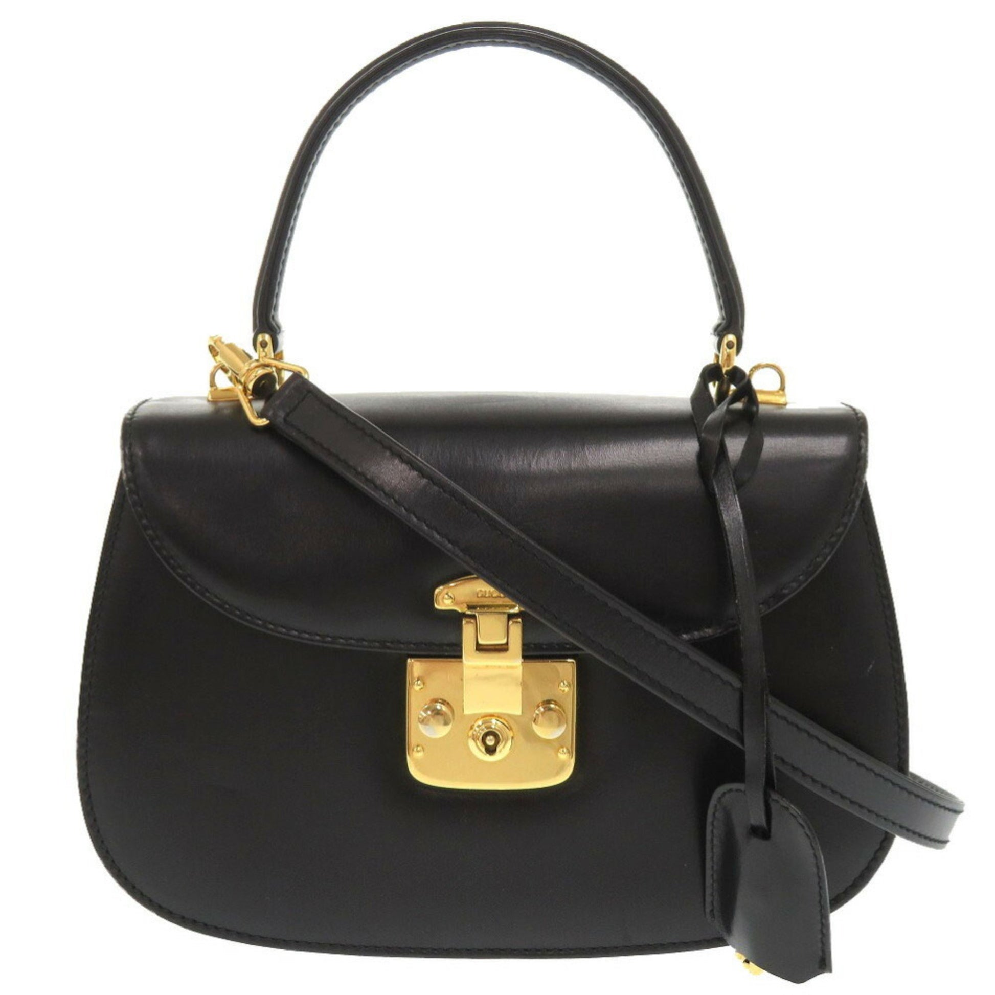 Gucci Lady Lock, Black, Leather, handbag