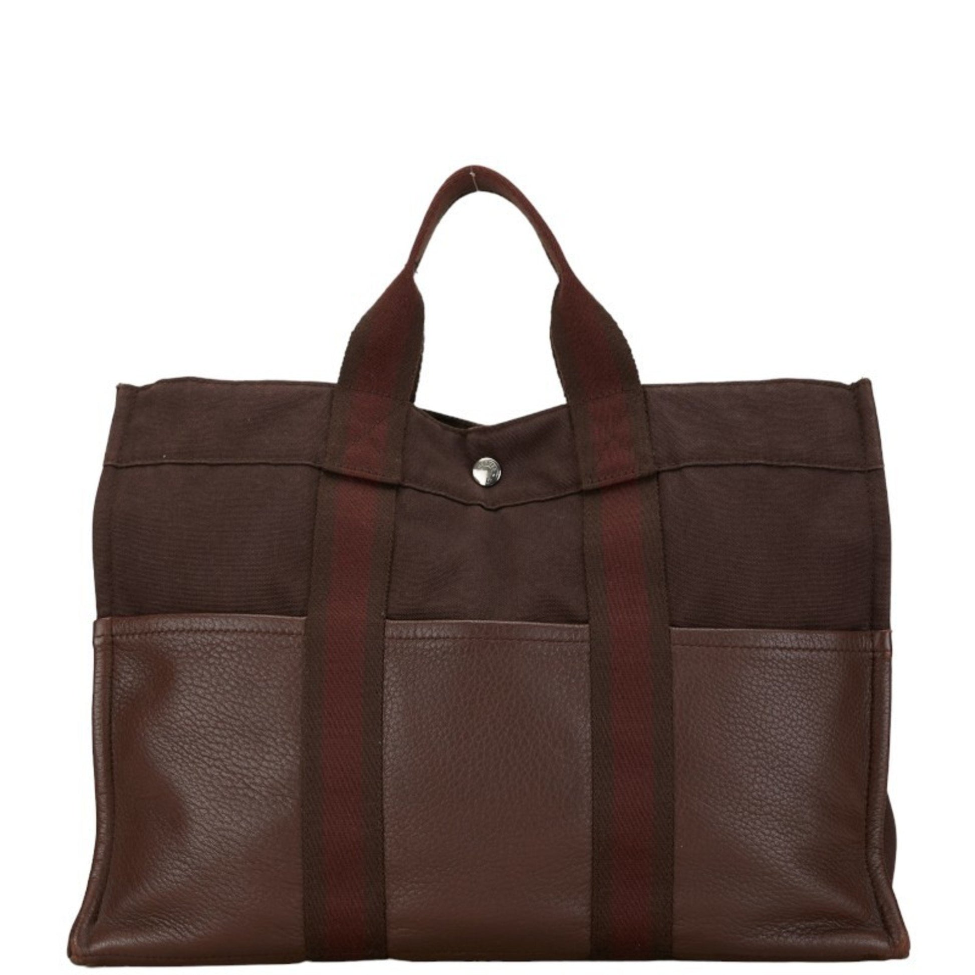 Hermès Fourre tout, Brown, Canvas, handbag