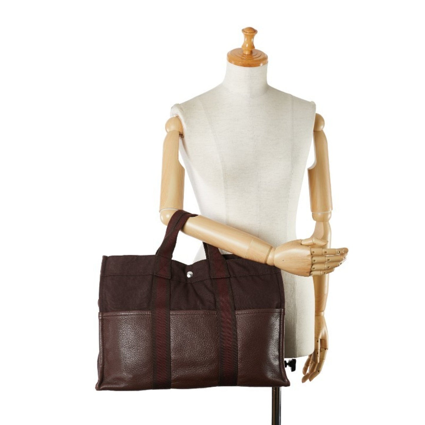 Hermès Fourre tout, Brown, Canvas, handbag