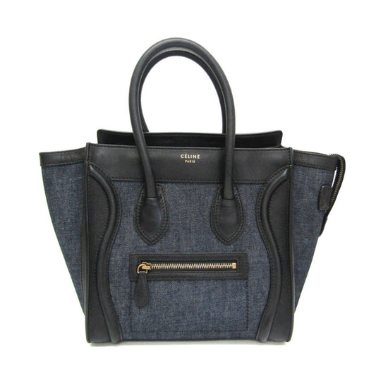 Céline Micro Luggage, Navy, Denim - Jeans, handbag