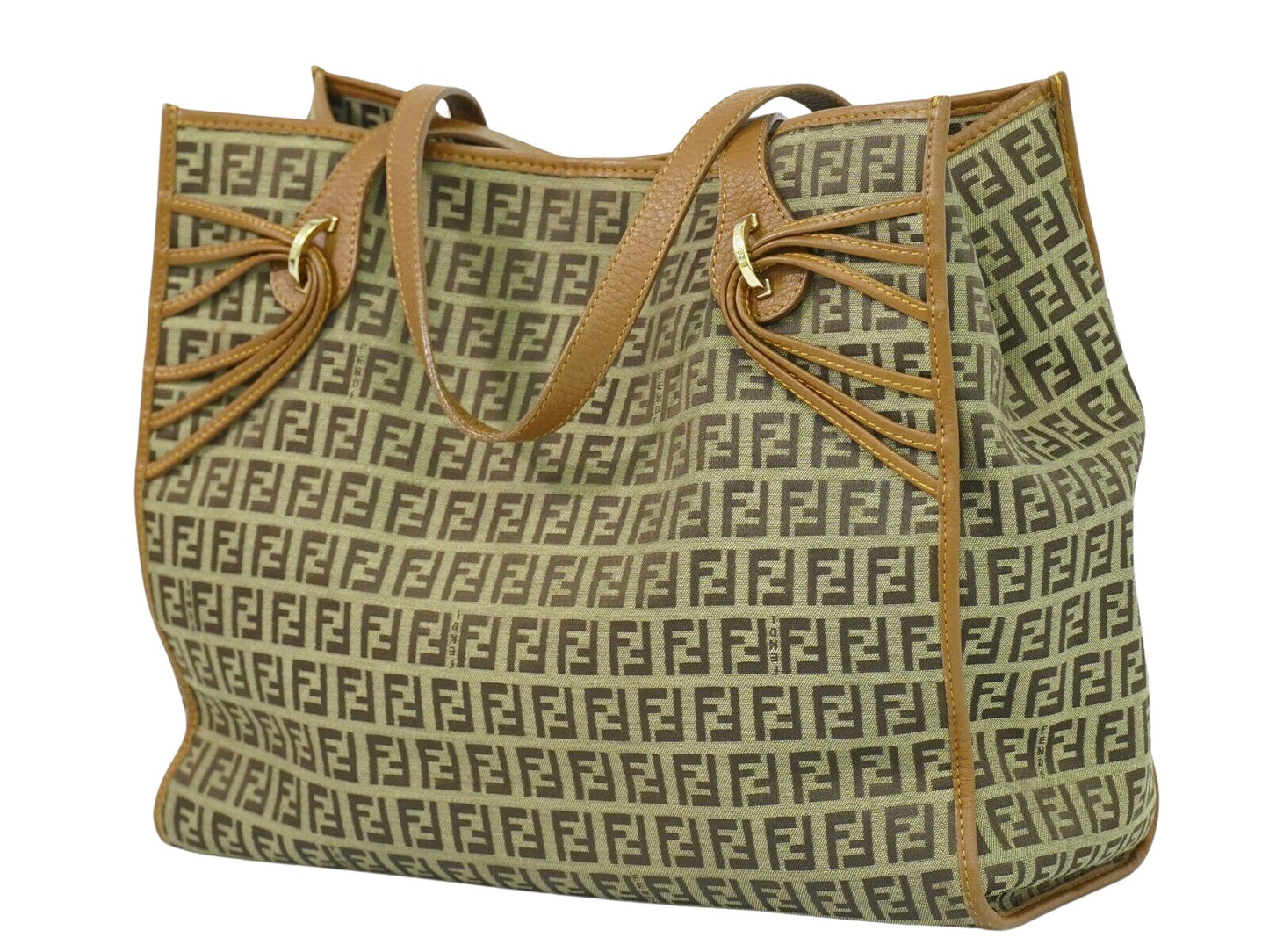 Fendi Zucchino, Brown, Canvas, tote