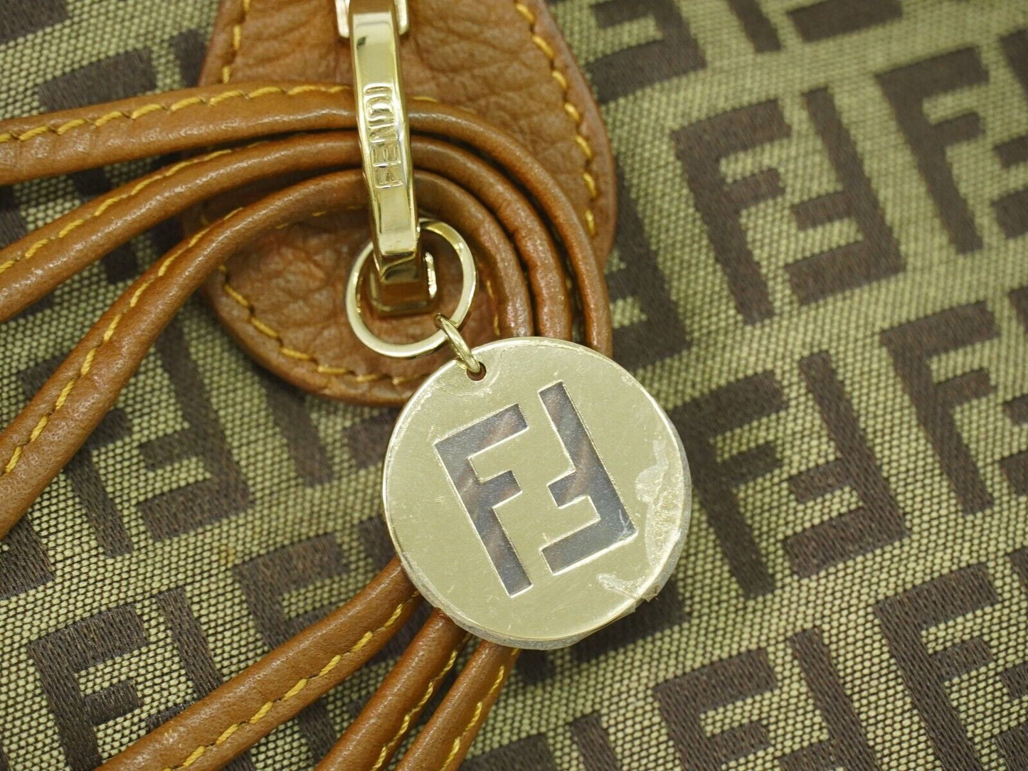 Fendi Zucchino, Brown, Canvas, tote