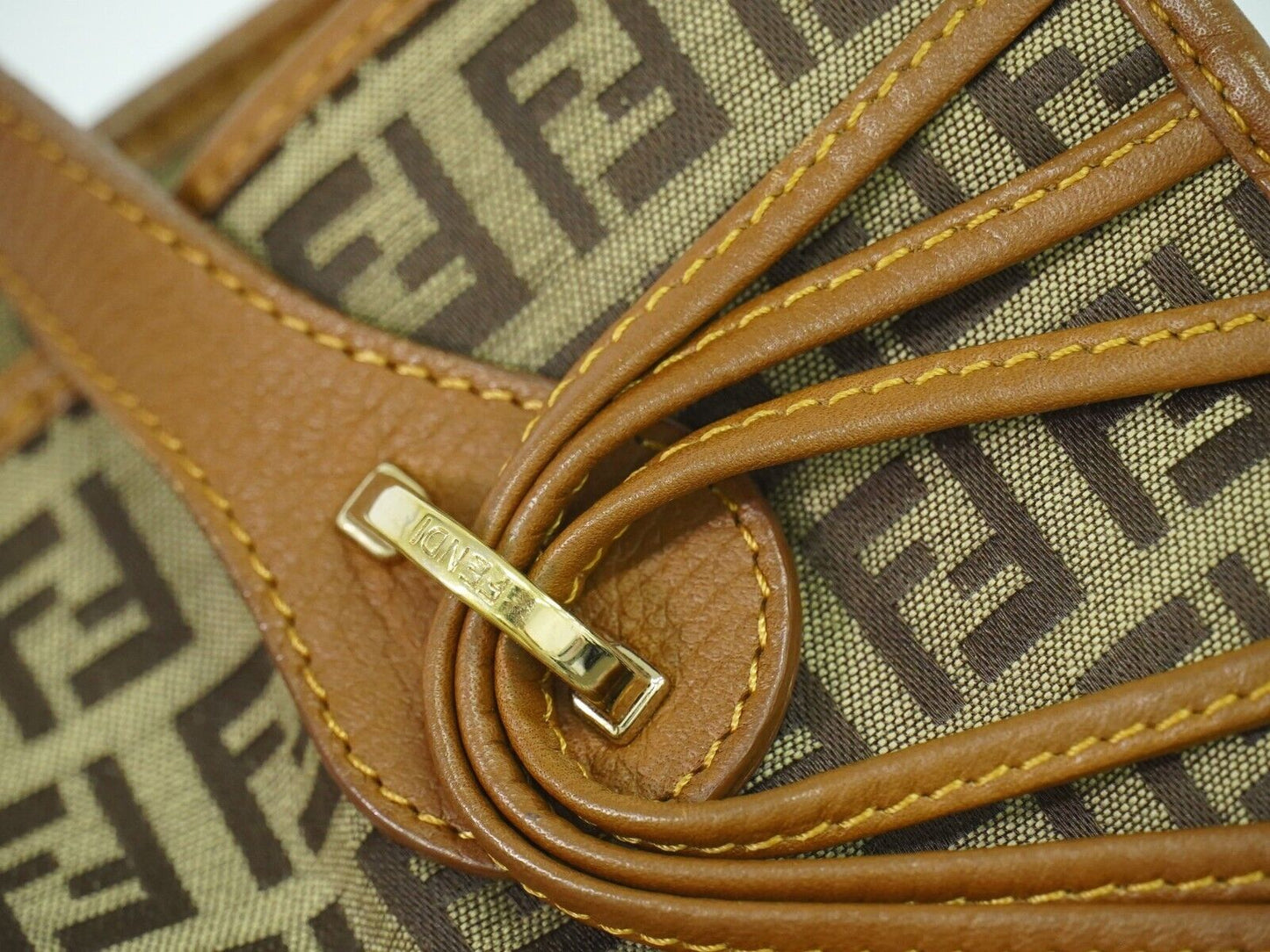 Fendi Zucchino, Brown, Canvas, tote