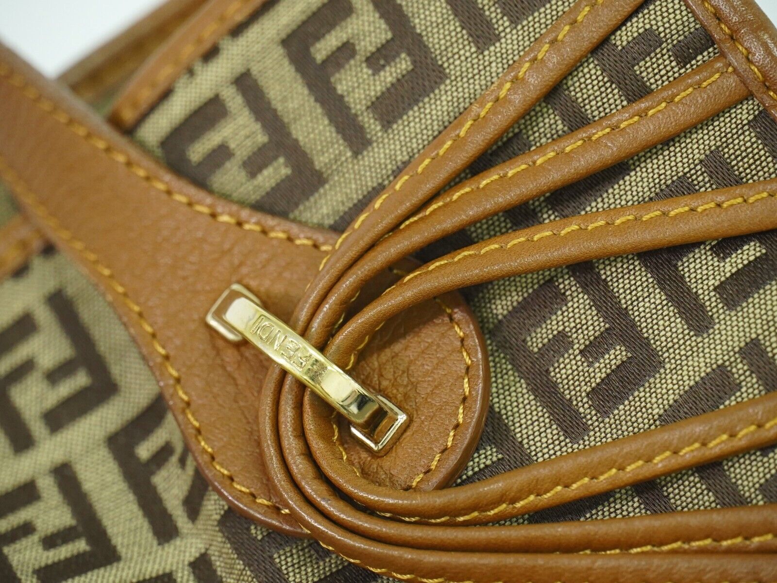 Fendi Zucchino, Brown, Canvas, tote