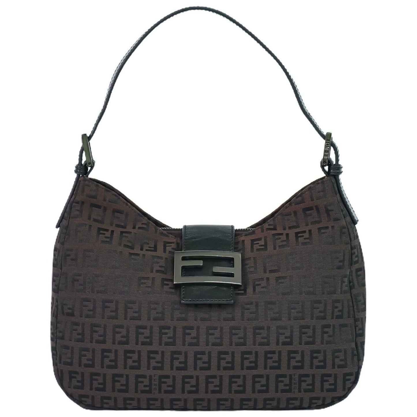 Fendi Zucchino, Brown, Canvas, shoulder