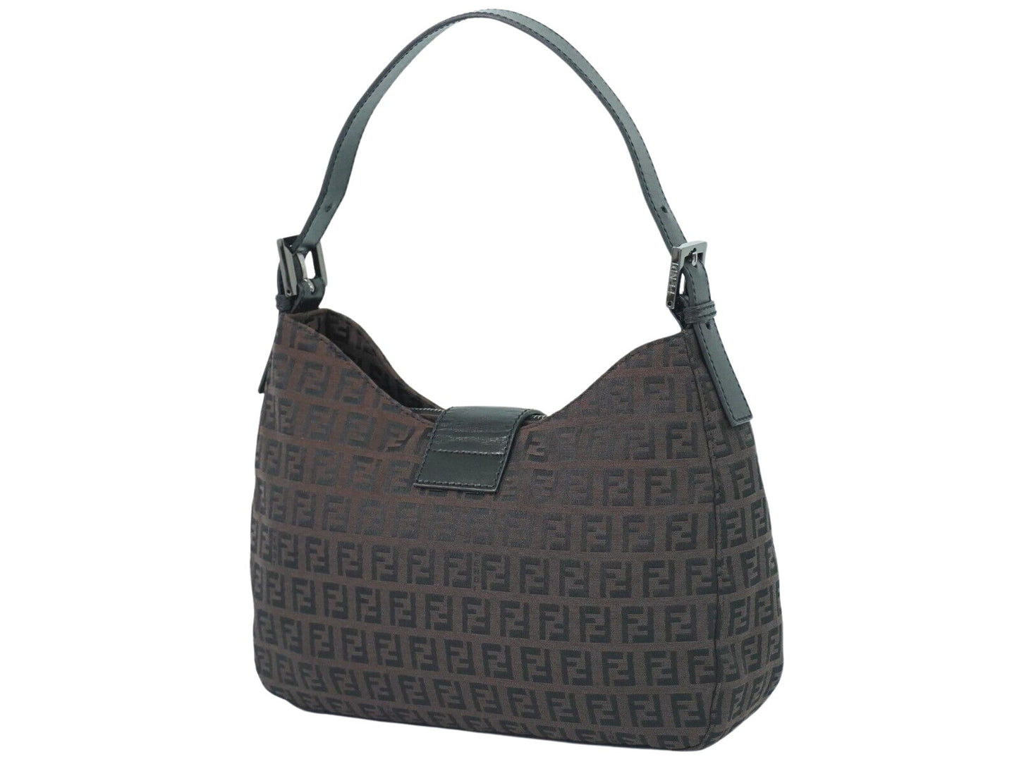 Fendi Zucchino, Brown, Canvas, shoulder