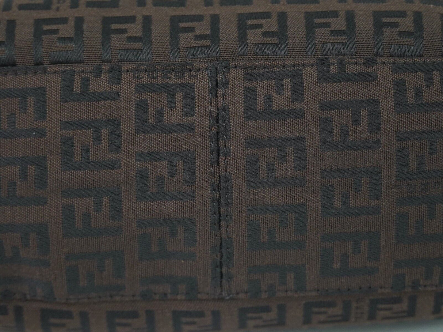 Fendi Zucchino, Brown, Canvas, shoulder