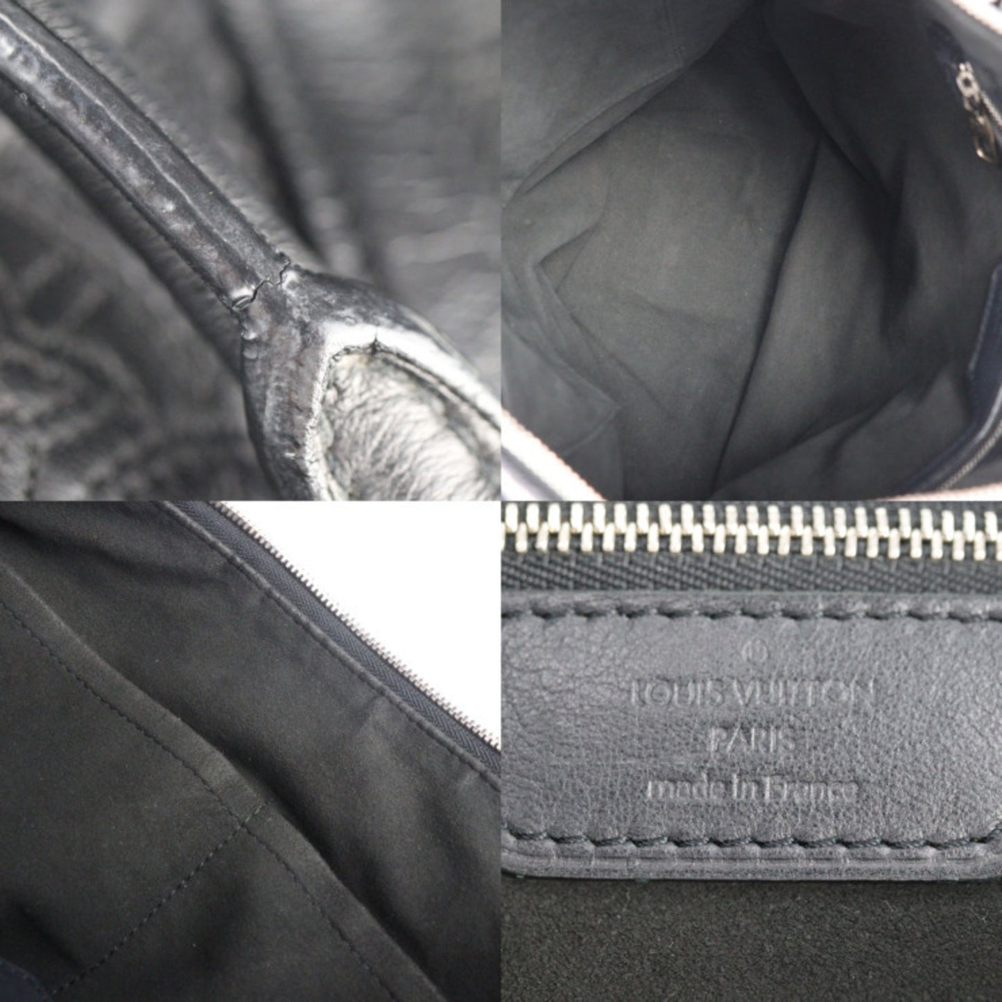 Louis Vuitton Antheia, Black, Leather, handbag