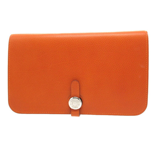 Hermès dOGON gm, Orange, Leather, wallet