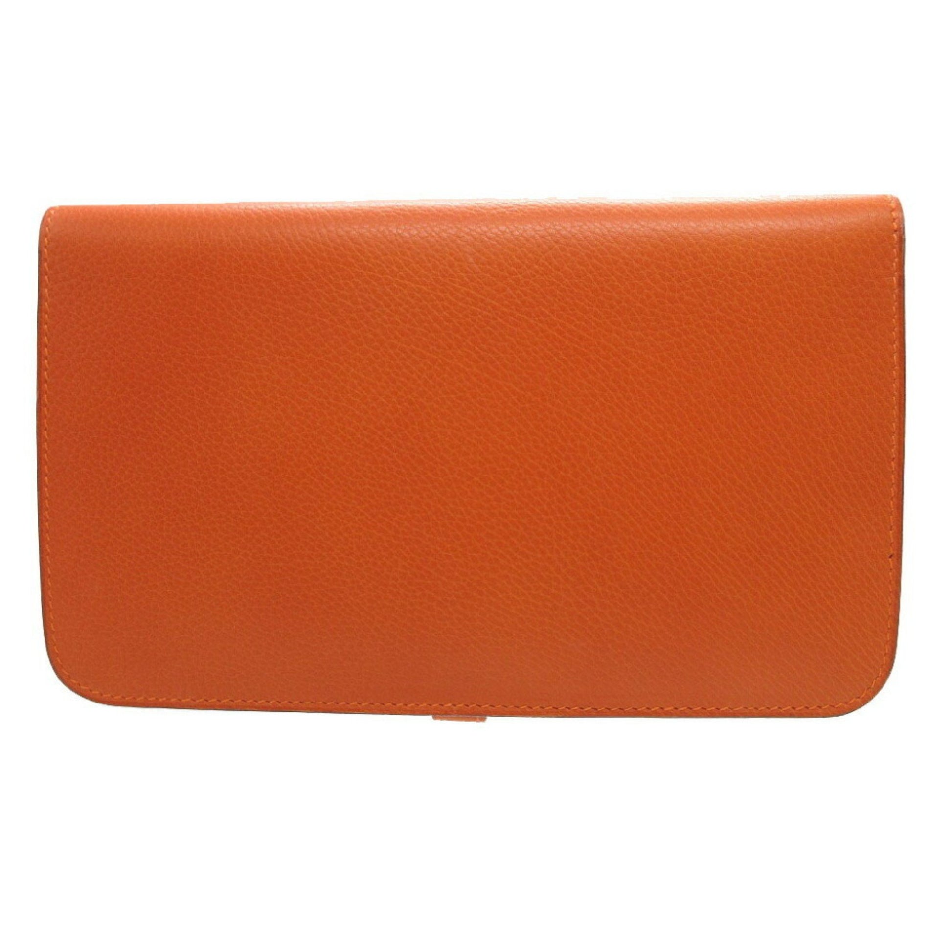 Hermès dOGON gm, Orange, Leather, wallet