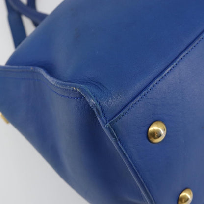 Saint Laurent Classic Y Cabas Leather, Blue, Leather, Tote Bag