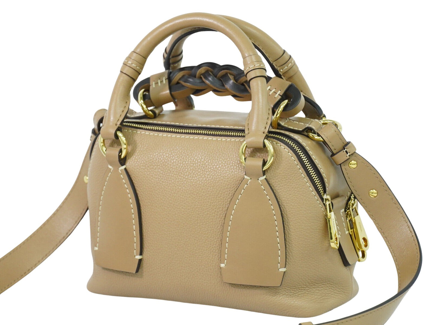 Chloé Daria, Beige, Leather, handbag