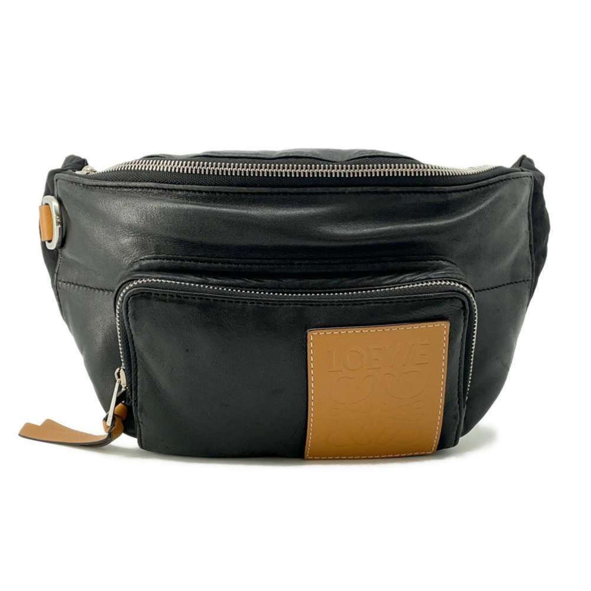 Loewe Puffy Bum Bag, Black, Leather, shoulder