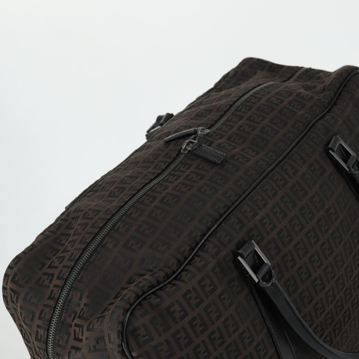 Fendi Vintage Boston Zucchino Canvas, Brown, Canvas, Handbag