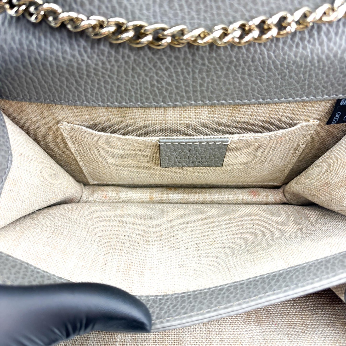Gucci Interlocking Leather, Gold, Leather, Shoulder Bag