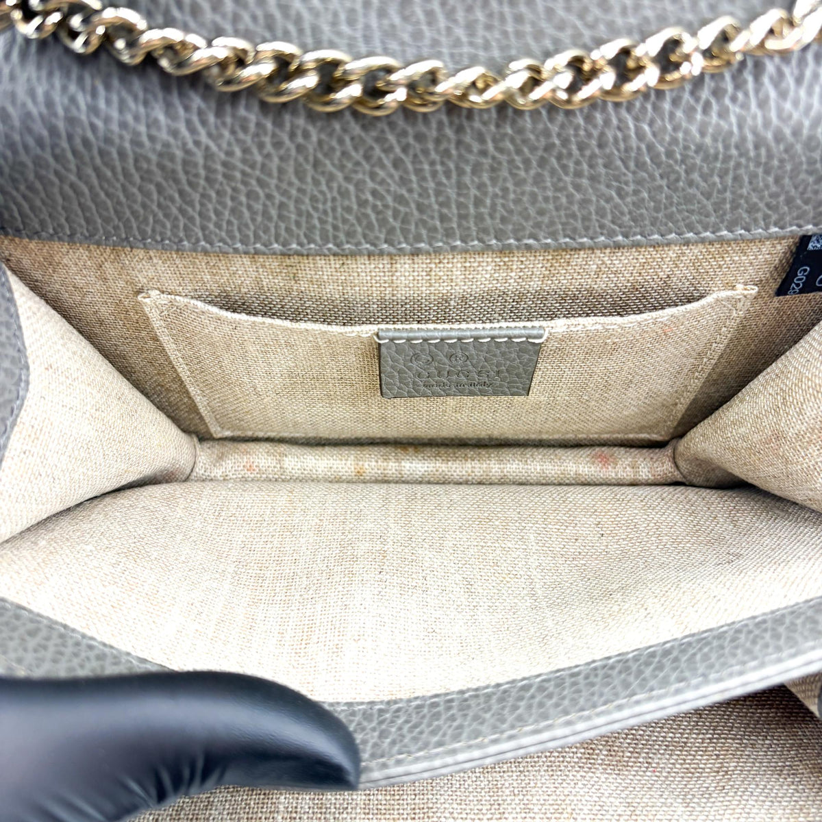 Gucci Interlocking Leather, Gold, Leather, Shoulder Bag