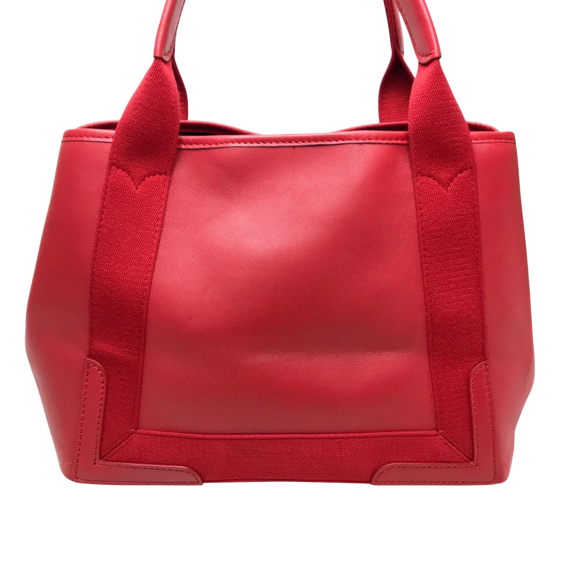 Balenciaga Navy Cabas, Red, Leather, tote