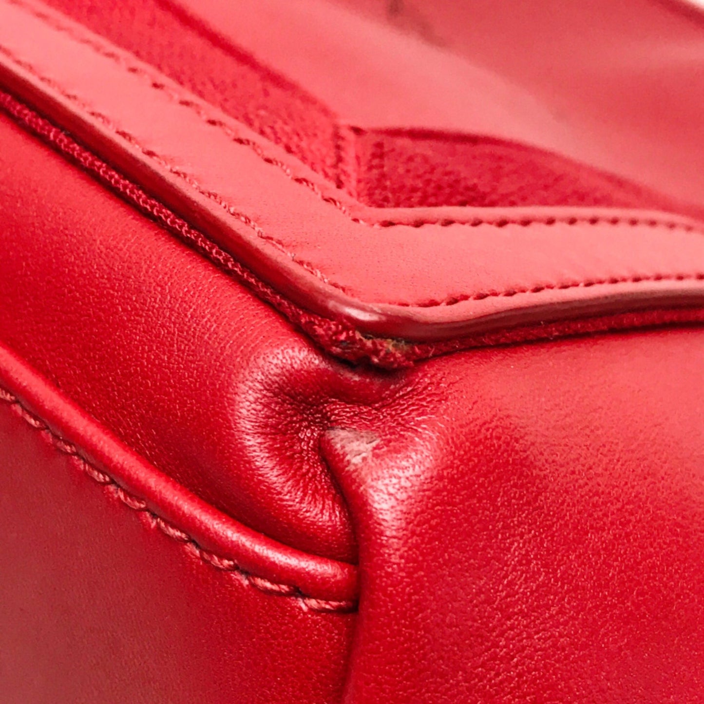 Balenciaga Navy Cabas, Red, Leather, tote